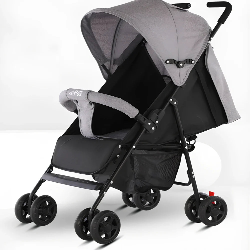 Lightweight baby stroller with wide 45cm seat and extended 90cm frame in noble purple colour