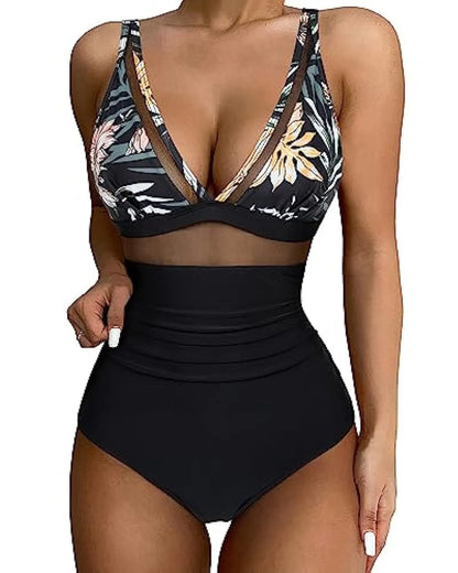 Women's high waist one-piece swimsuit in polyester fibre with backless design and multiple colour options