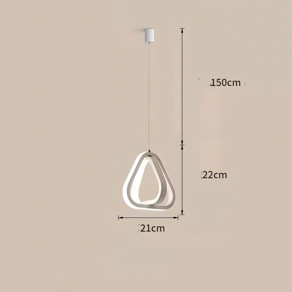 Nordic iron pendant lamp in black circle shape, 210mm diameter, adjustable 1m height with LED white light for bedroom