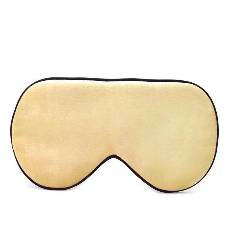 Double-sided mulberry silk eye mask showing 22cm by 11cm dimensions in navy blue colour