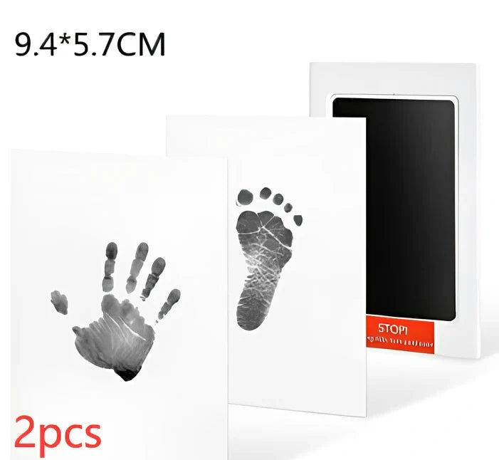 Disposable ink baby hand and foot print kit with six colour options and two size formats