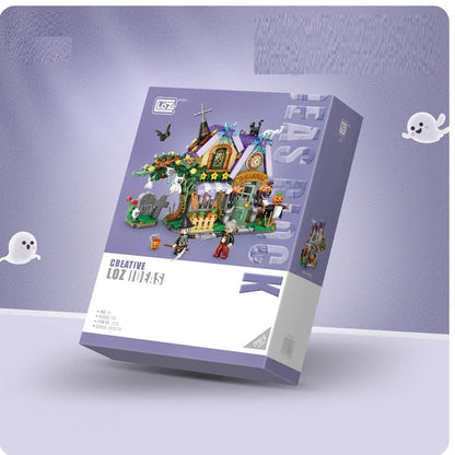 783-piece ABS plastic Halloween building bricks set assembling 30cm haunted house carriage decoration