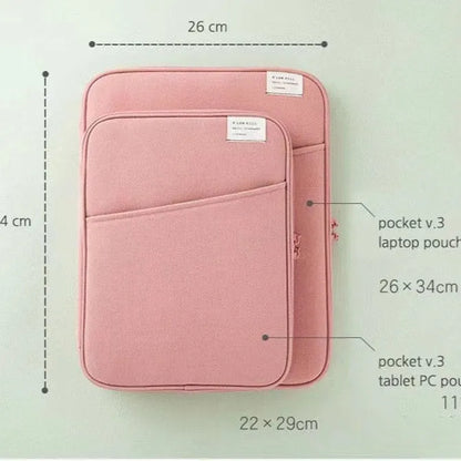 Shockproof nylon tablet clutch bag with zip flap, card slot, in brick red, ginger, mint green, navy blue or pink.