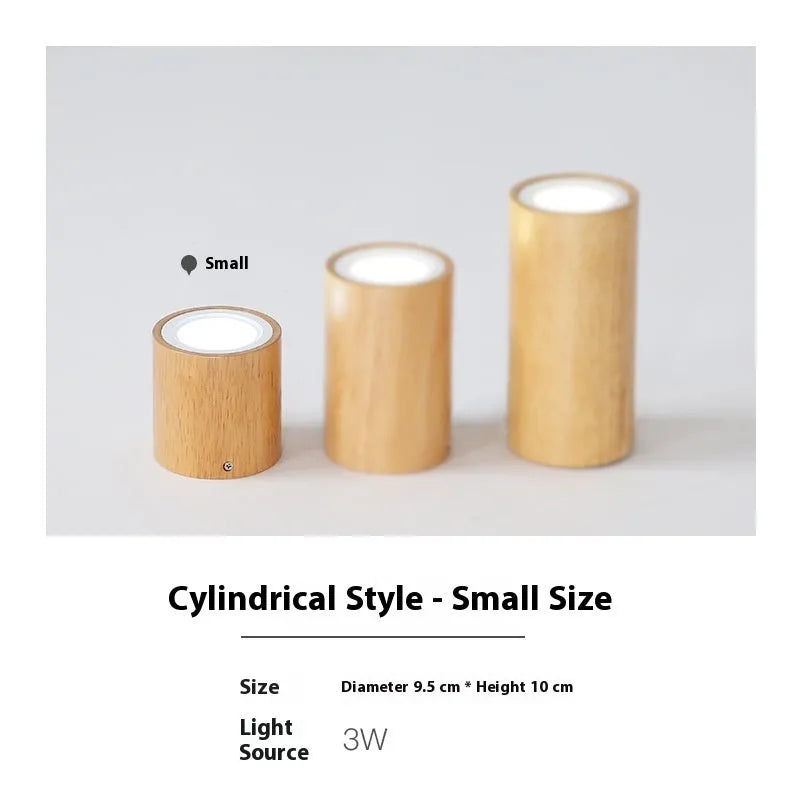 Solid wood surface mounted downlight in wood colour with round or square design options for corridor lighting