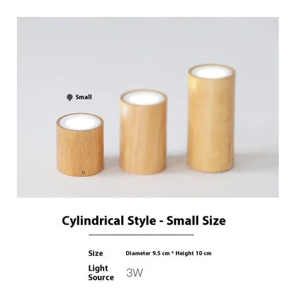 Solid wood surface mounted downlight in wood colour with round or square design options for corridor lighting