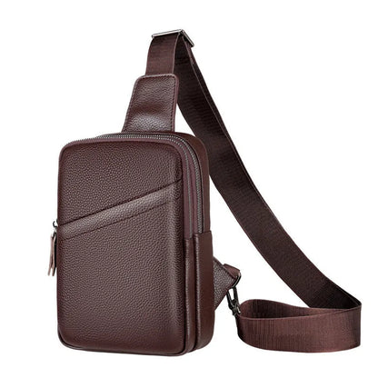 Men's genuine leather crossbody shoulder bag in urban simplicity design with breathable construction