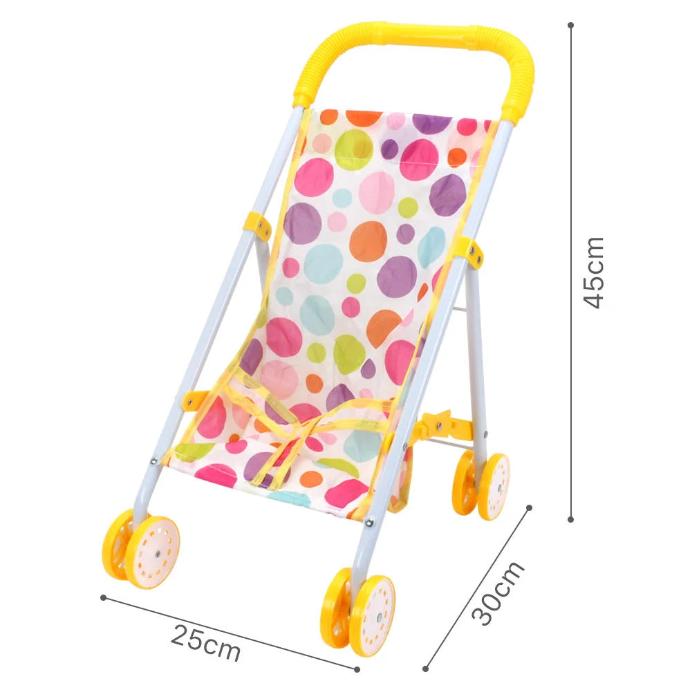 Metal baby stroller toy for girls with realistic design for role-play development