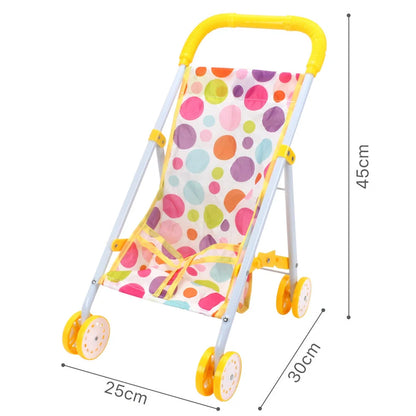 Metal baby stroller toy for girls with realistic design for role-play development