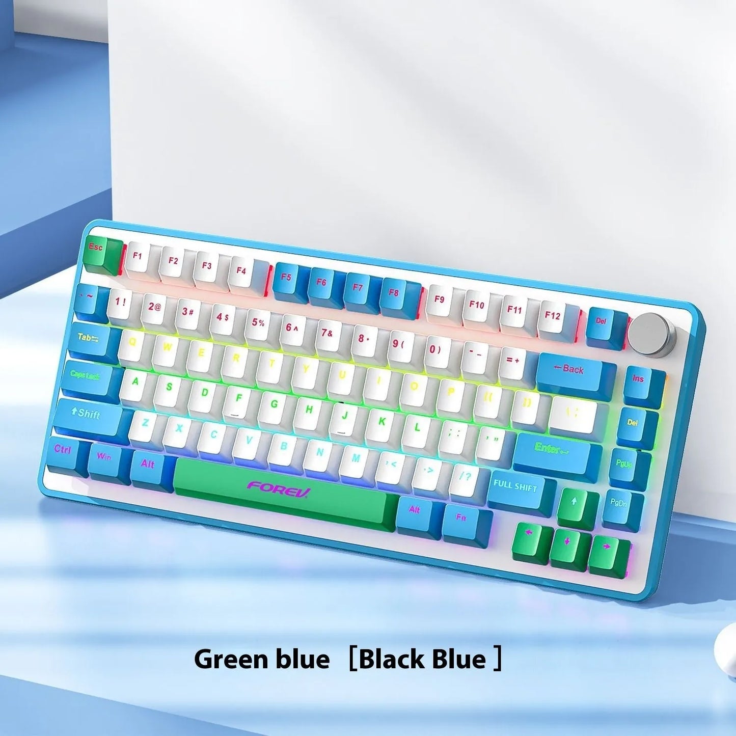 K98 mechanical keyboard and matching wireless mouse in a selected colour from the range on a desk.