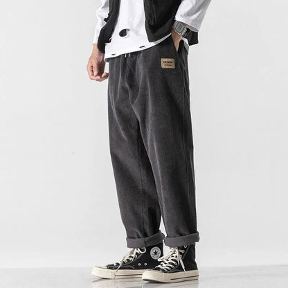 Men's corduroy loose straight trousers in multiple colour options for autumn winter casual wear