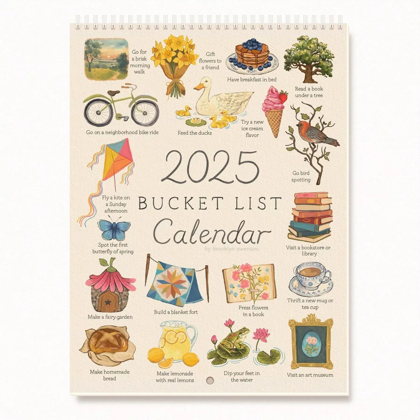 2025 Wish List Calendar with simple modern design for home and office
