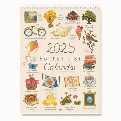 2025 Wish List Calendar with simple modern design for home and office