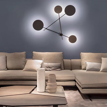 Triangular iron LED wall lamp with black finish and modern geometric design for home lighting