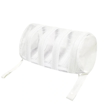 Thick mesh shoe bag with hanging loops, size 18x40cm, made of durable polyester
