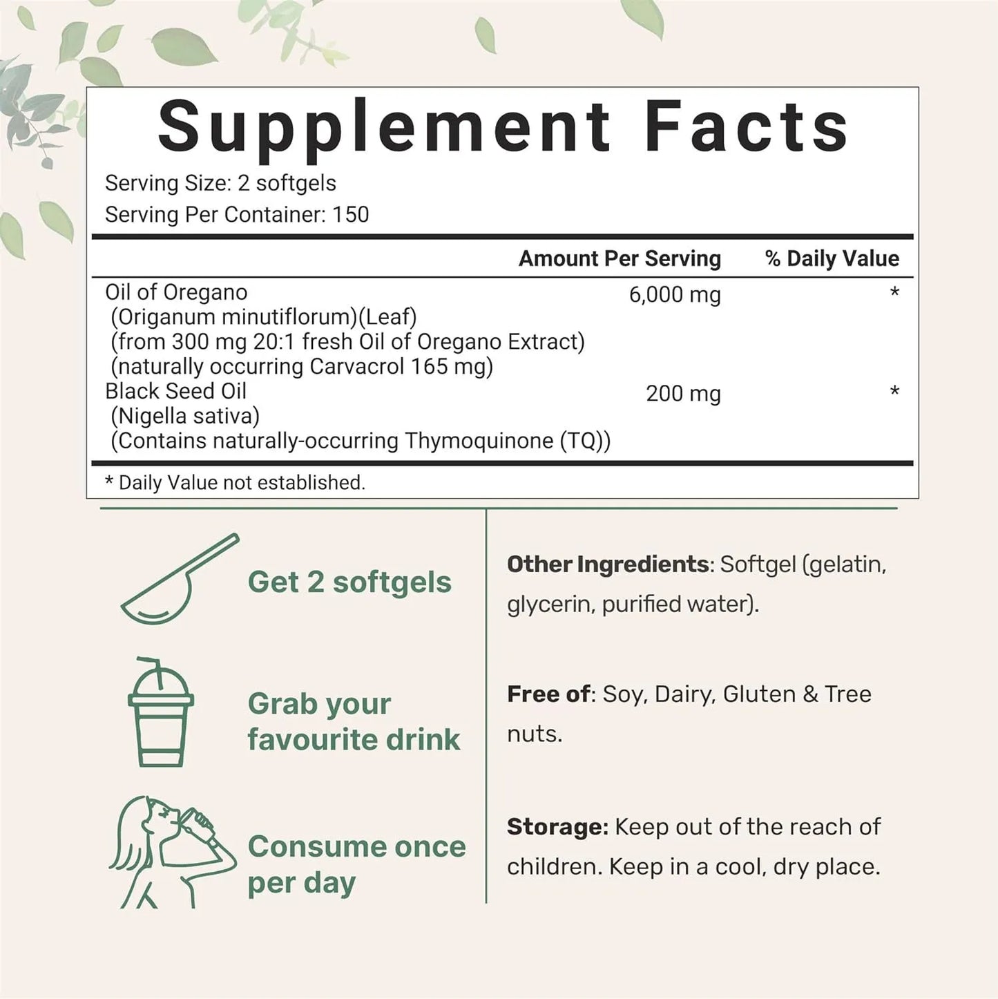 Butter Black Seed Oil Soft Capsules bottle showing 180 or 300 tablet options with cold-pressed Nigella sativa oil