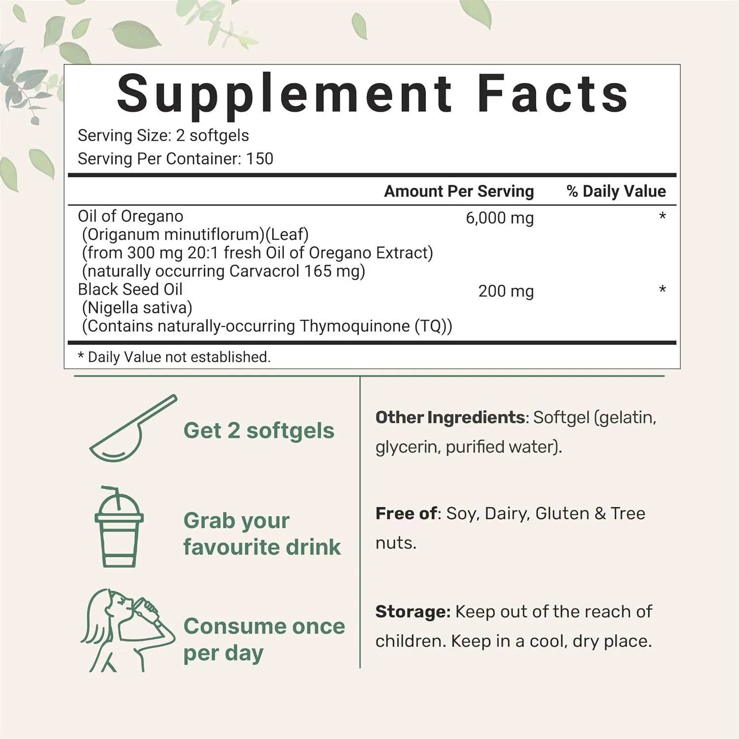 Butter Black Seed Oil Soft Capsules bottle showing 180 or 300 tablet options with cold-pressed Nigella sativa oil