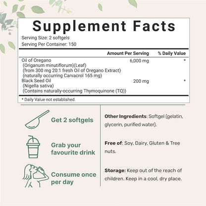 Butter Black Seed Oil Soft Capsules bottle showing 180 or 300 tablet options with cold-pressed Nigella sativa oil