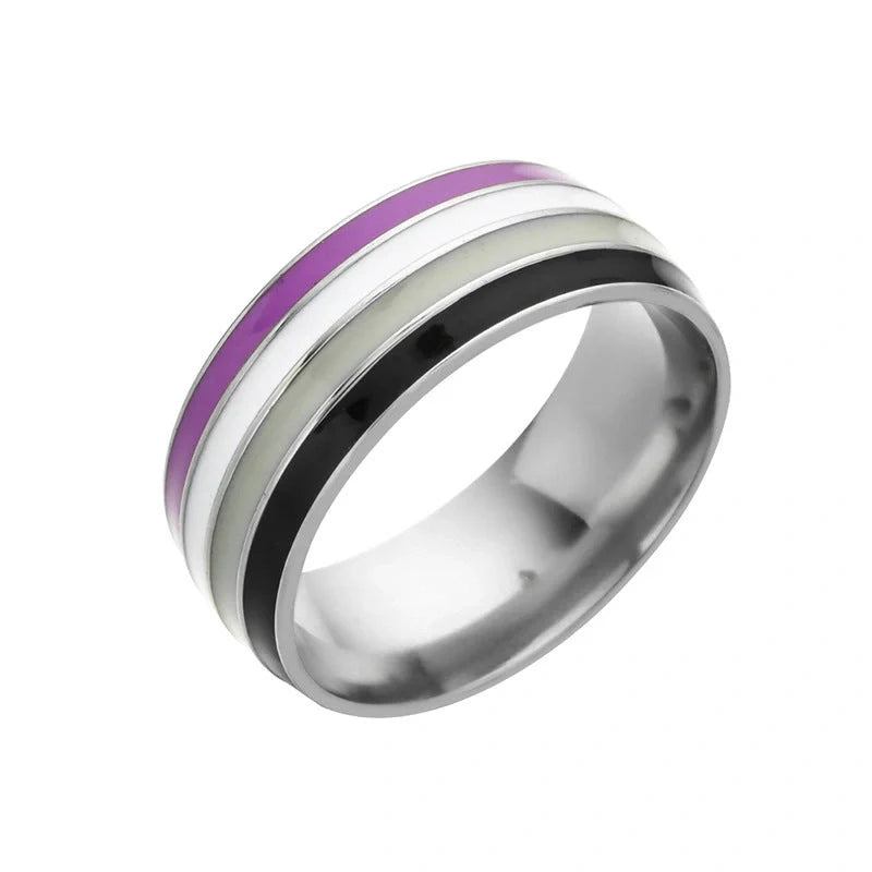 Stylish bisexual pride stainless steel ring with modern geometric design