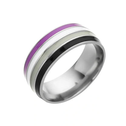 Stylish bisexual pride stainless steel ring with modern geometric design
