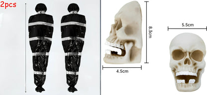 35×20×150cm black fake body bag horror prop with inflatable human body and accessory kit