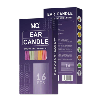 MQ Horn colour ear candles health massage suit with 16 candles, 8 protection boards and 16 cotton swabs