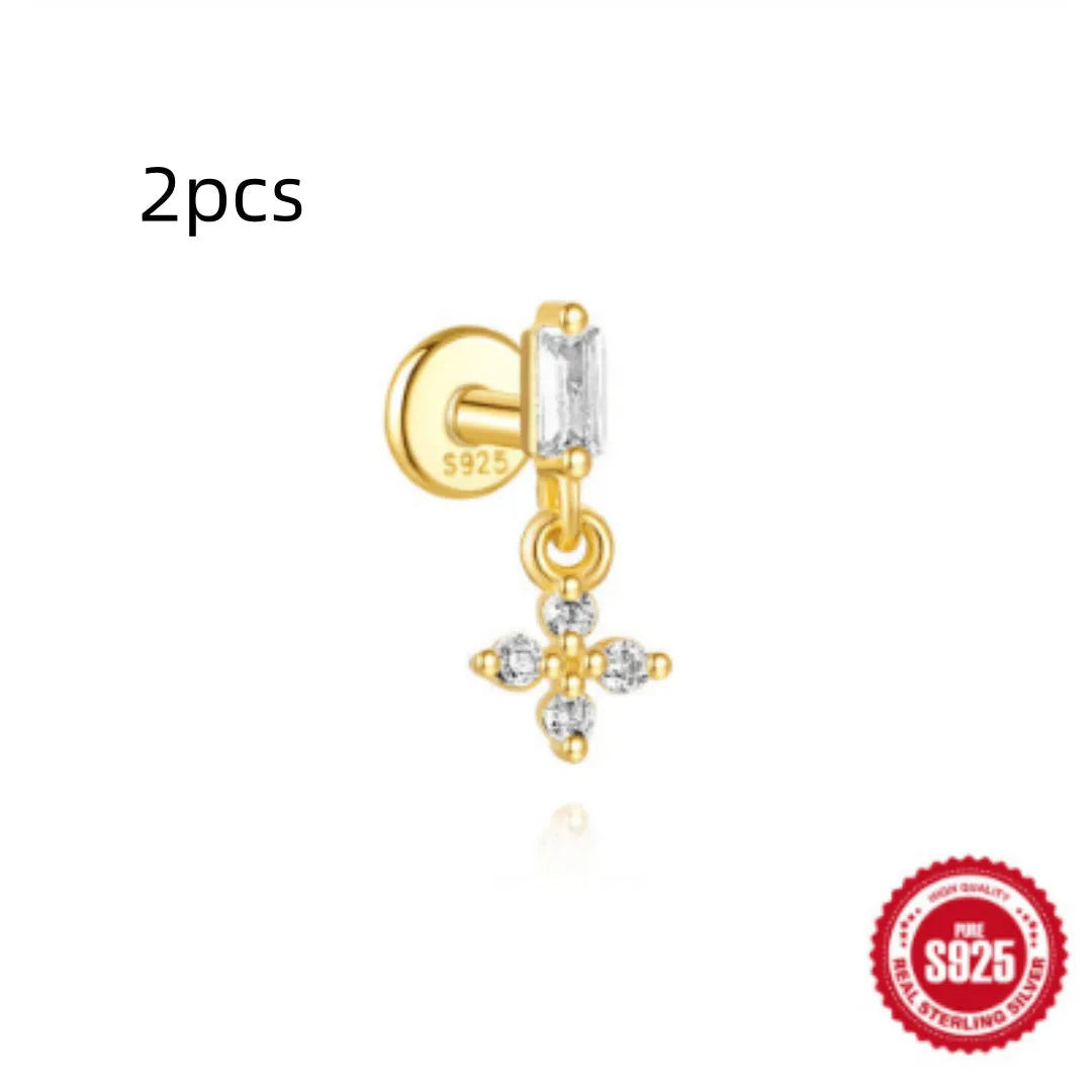 S925 sterling silver water drop shaped earrings with a flat spiral design in a gold electroplated finish.