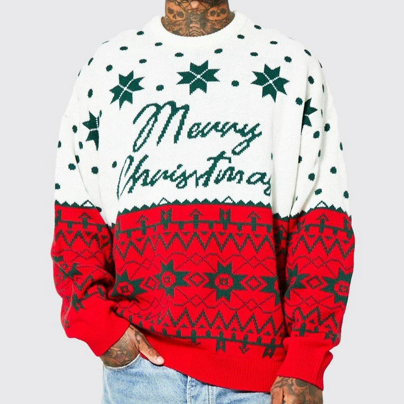 Cozy Knitted Pullover Sweater for Men - Perfect for Fall, Winter, and Christmas