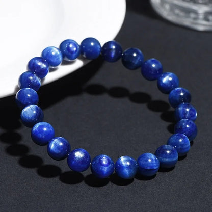 Blue crystal geometric bracelet with Ruyi elements, grade 7A material, polished finish