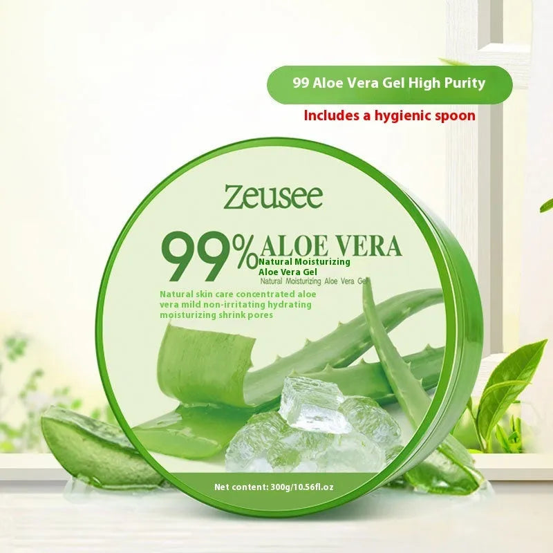 300g jar of aloe vera gel with measuring spoon for acne control and moisturising