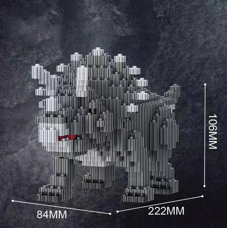 Dinosaur model assembly kit with small diamond plastic particles and colour box, available in 528 to 676 piece counts