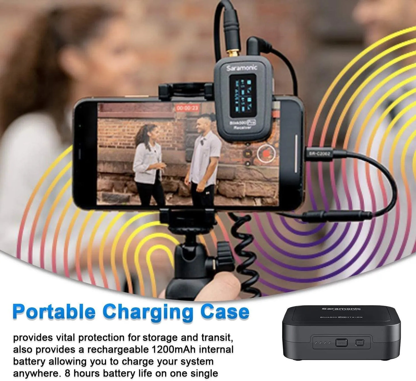 Little Bee 2.4GHz digital wireless clip-on lavalier microphone on a black background.