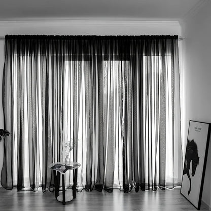 Simple modern balcony solid colour gauze curtain in beige showing light transmission effect