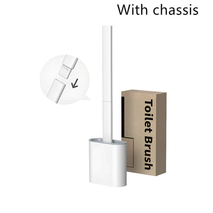 Wall-mounted soft toilet brush with silicone bristles and cover in midnight green colour