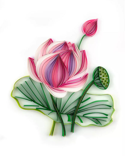 Handmade quilted paper painting craft kit with tools and materials for DIY decor