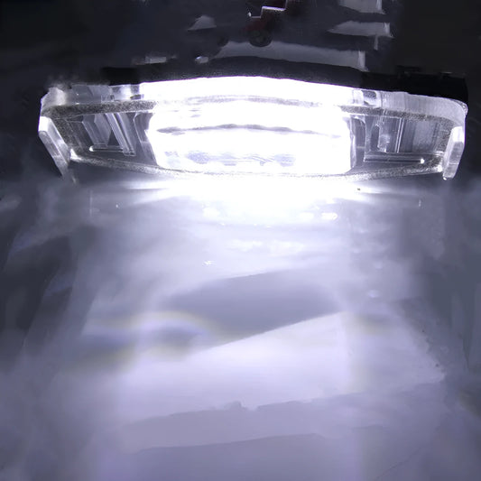 Honda Civic LED licence plate light showing white 6500-7000K illumination with plastic housing