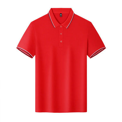 Solona ice-feeling work polo shirt in bright red with short sleeves and straight cut design