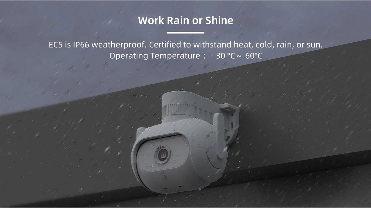 IMILAB EC5 white outdoor security camera with floodlight, 2K resolution, 360° rotation, and IP66 waterproof rating.