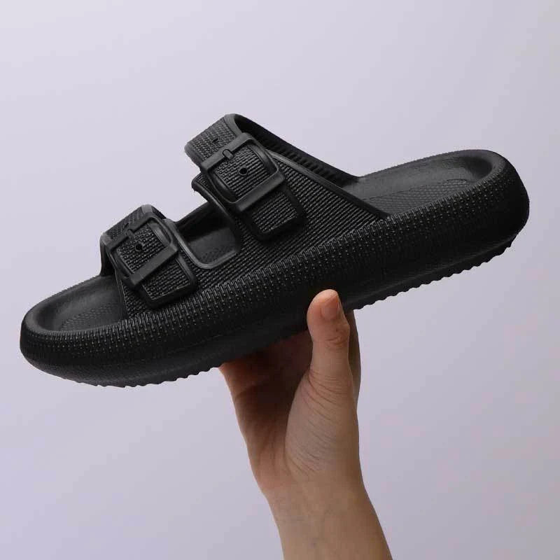 Stylish buckle slip-on platform sandals in various colors for women's summer fashion