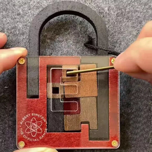 Einstein Lock Wooden Puzzle - Solid Wood Brain Teaser with Dimensions 113mm * 75mm * 13mm