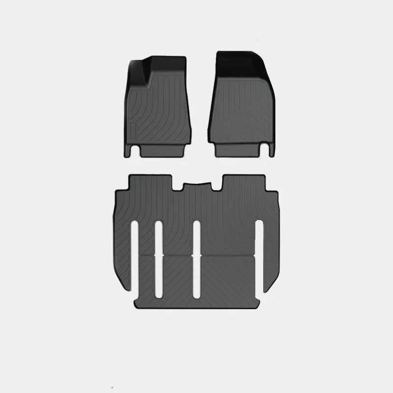 Waterproof TPE car mats for Tesla Model X showing tailbox and cabin protection