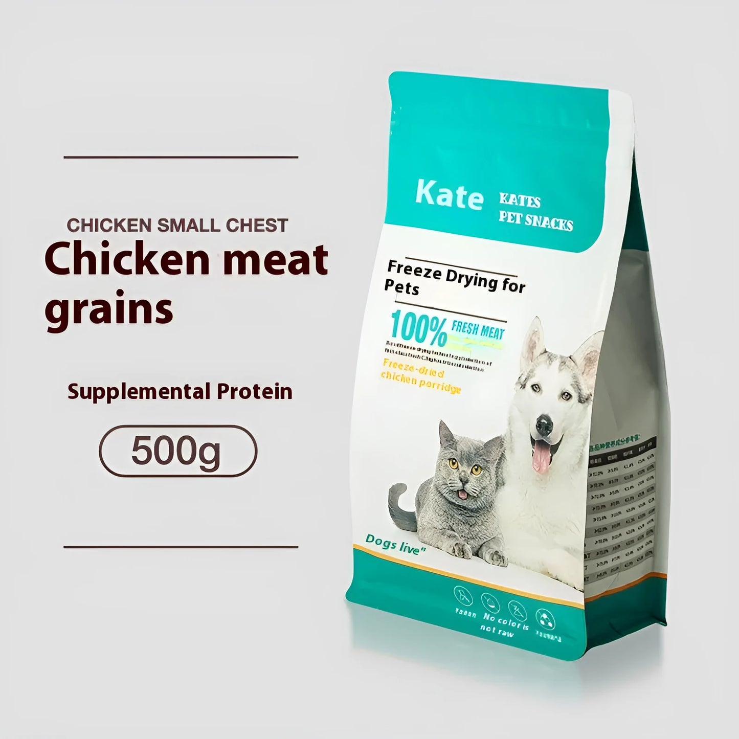 500g chicken freeze-dried cat snacks in bag or barrel packaging options