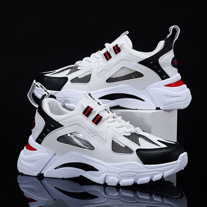 Men's white sneakers with non-slip sole for walking and running