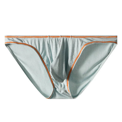 Men's modal ice silk butt-lift hip underwear in dark grey, pink, yellow green, blue, or sky blue.