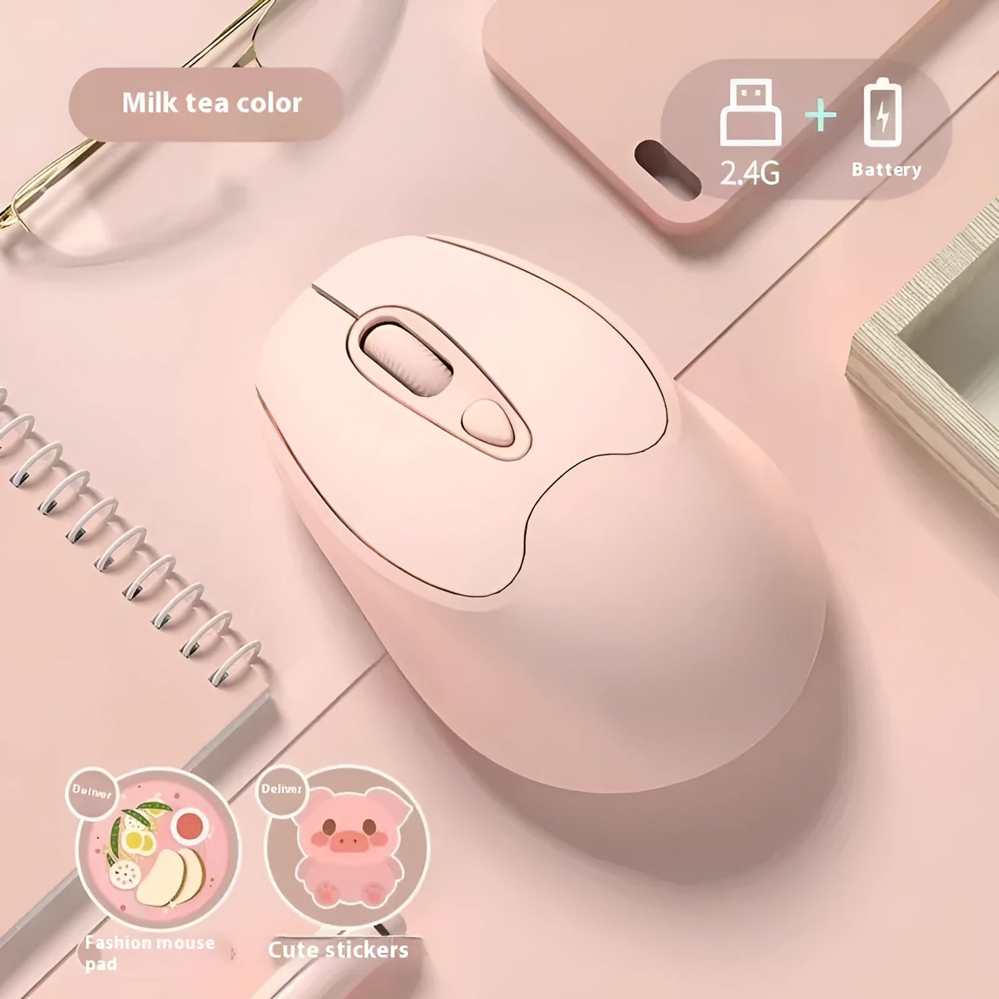 Dual-mode Bluetooth wireless mouse in multiple colours with quiet click operation