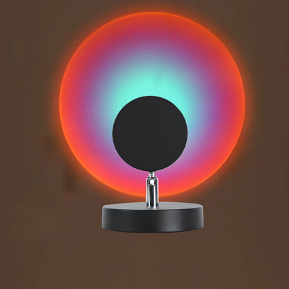 LED sunset atmosphere light with aluminium alloy body and glass shade in sunset red colour