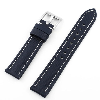 Oxford water-repellent cloth leather watch strap in black, blue, green, grey or beige, 18mm to 22mm width