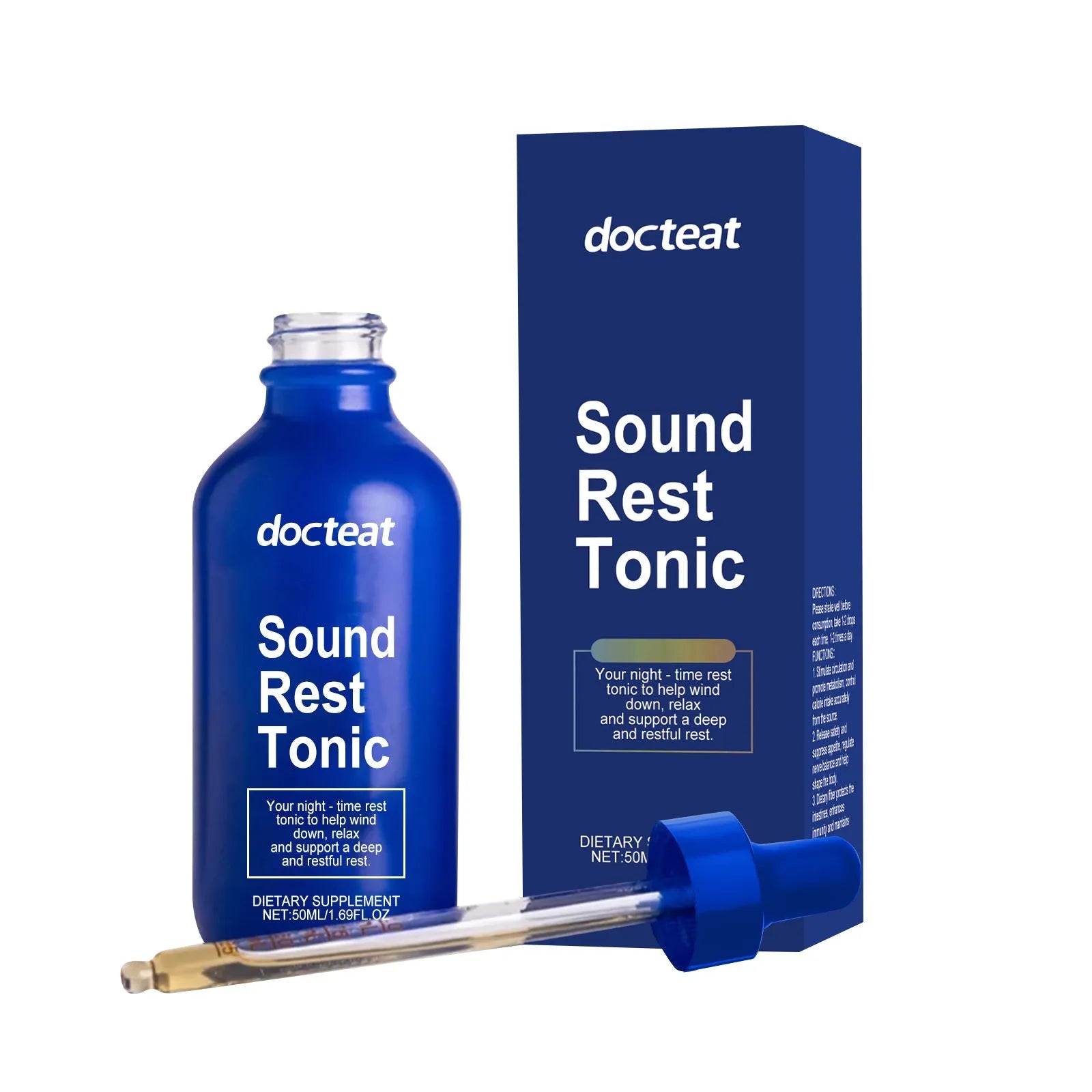 50ml bottle of Sleep Support Herbal Drops with a dropper on a white background