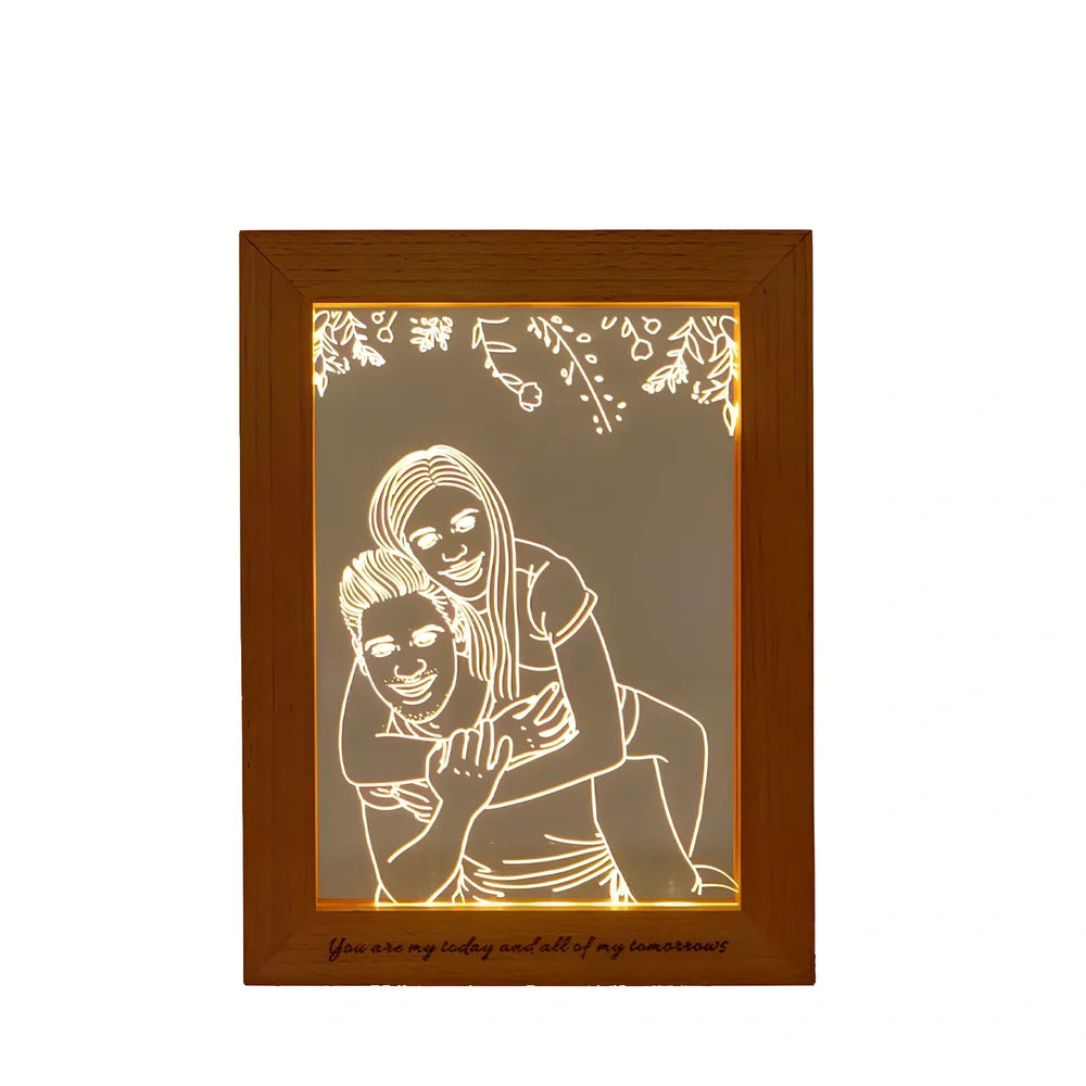 Custom avatar photo frame night light with 7-inch diameter and acrylic lampshade displaying personalised images