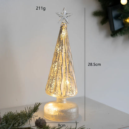 Cloth Christmas decoration models including battery-powered old man and tree for table and window use, 10-20cm height