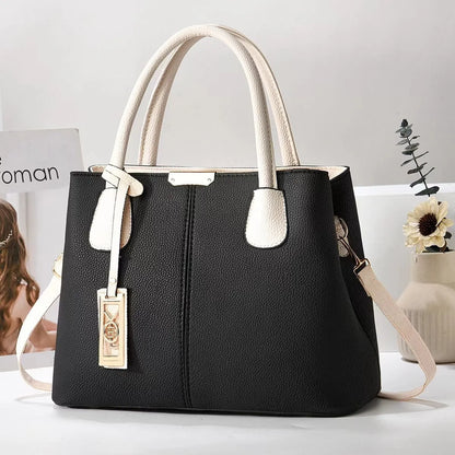 Soft PU leather large capacity shoulder bag in a horizontal square shape with an adjustable strap